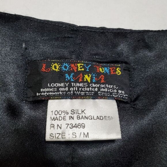 Vintage 1993 Looney Tunes 100% Silk Vest Mania Size S Tweety Bugs Taz Daffy Mens - Picture 6 of 7